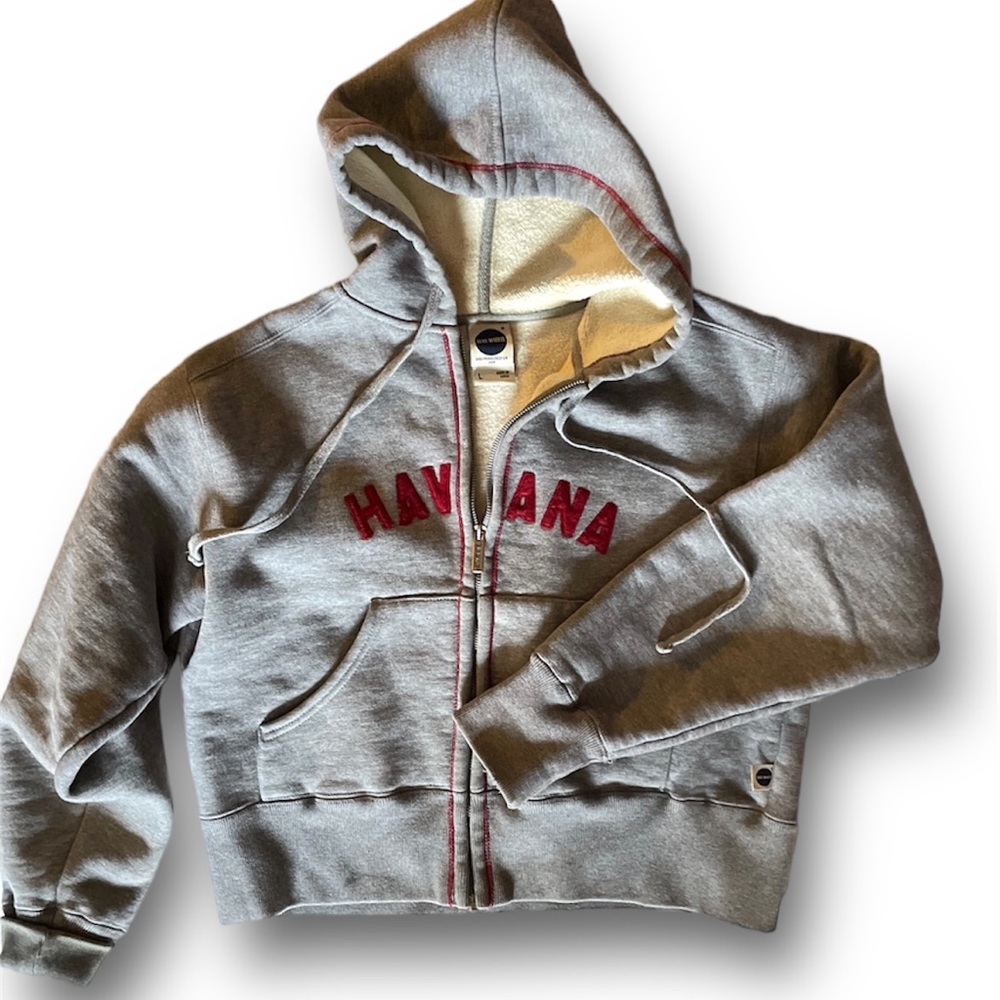BLUE MARLIN Vintage Women’s HAVANA Heavyweight Cropped hoodie Sweatshirt L